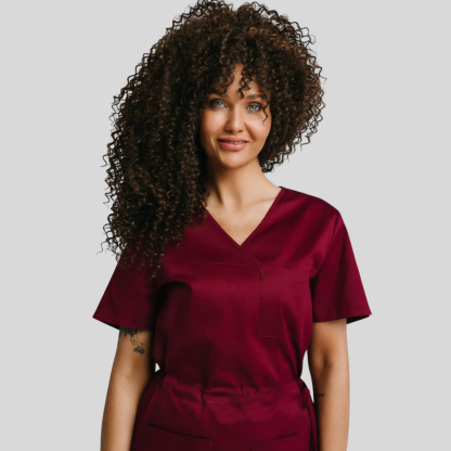 Medical Casual V-Neck Elastic Waist Scrub Dress