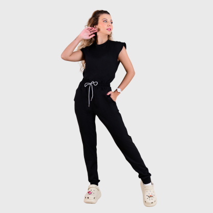 Women's Sporty Elastic Waistband Lace Up Scrub Pants