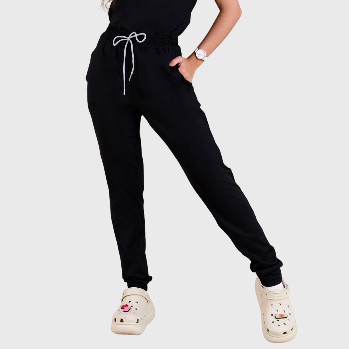Clara Women's Sporty Elastic Waistband Lace Up Scrub Pants