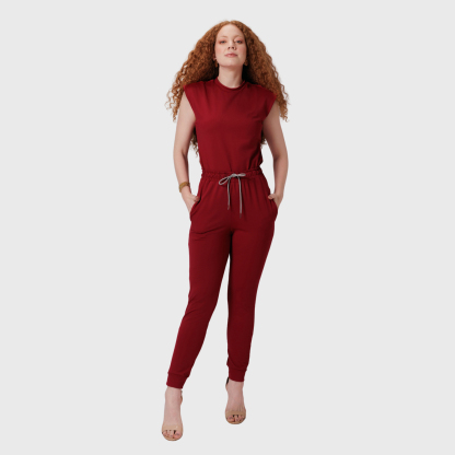 Women's Sporty Elastic Waistband Lace Up Scrub Pants