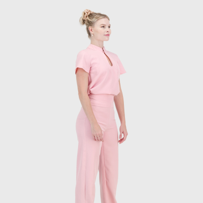 Women's Keyhole Cutout Mandarin Collar Scrub Top