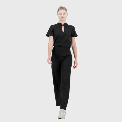 Women's Keyhole Cutout Mandarin Collar Scrub Top