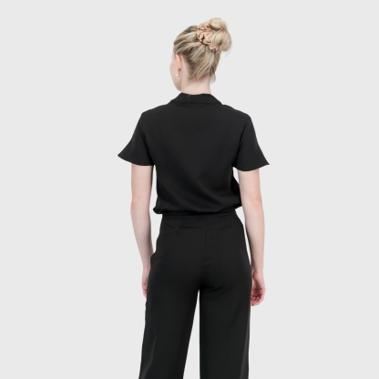 Women's Keyhole Cutout Mandarin Collar Scrub Top