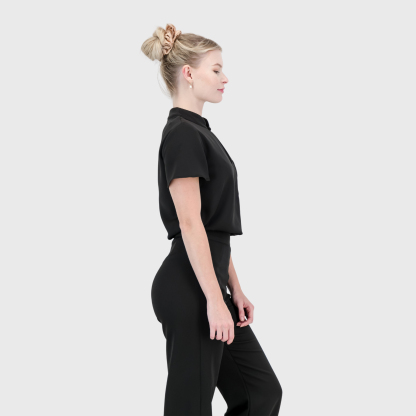 Women's Keyhole Cutout Mandarin Collar Scrub Top