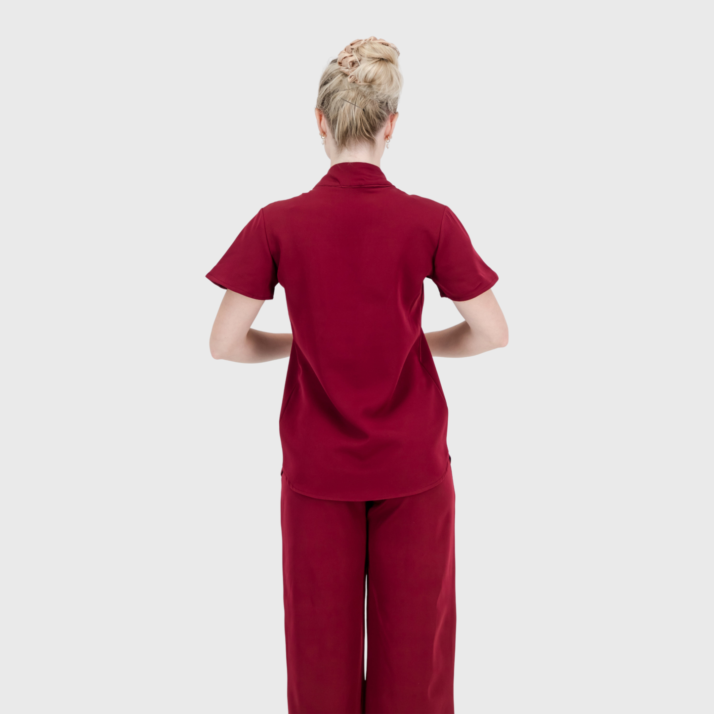 Women's Keyhole Cutout Mandarin Collar Scrub Top