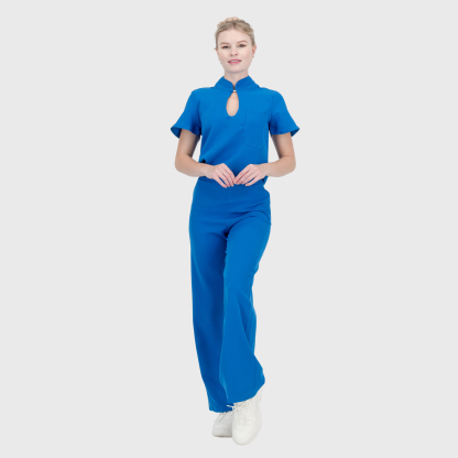 Women's High Waist Wide Leg Scrub Pants