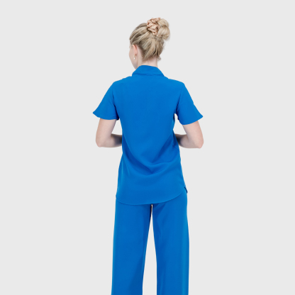 Women's Keyhole Cutout Mandarin Collar Scrub Top