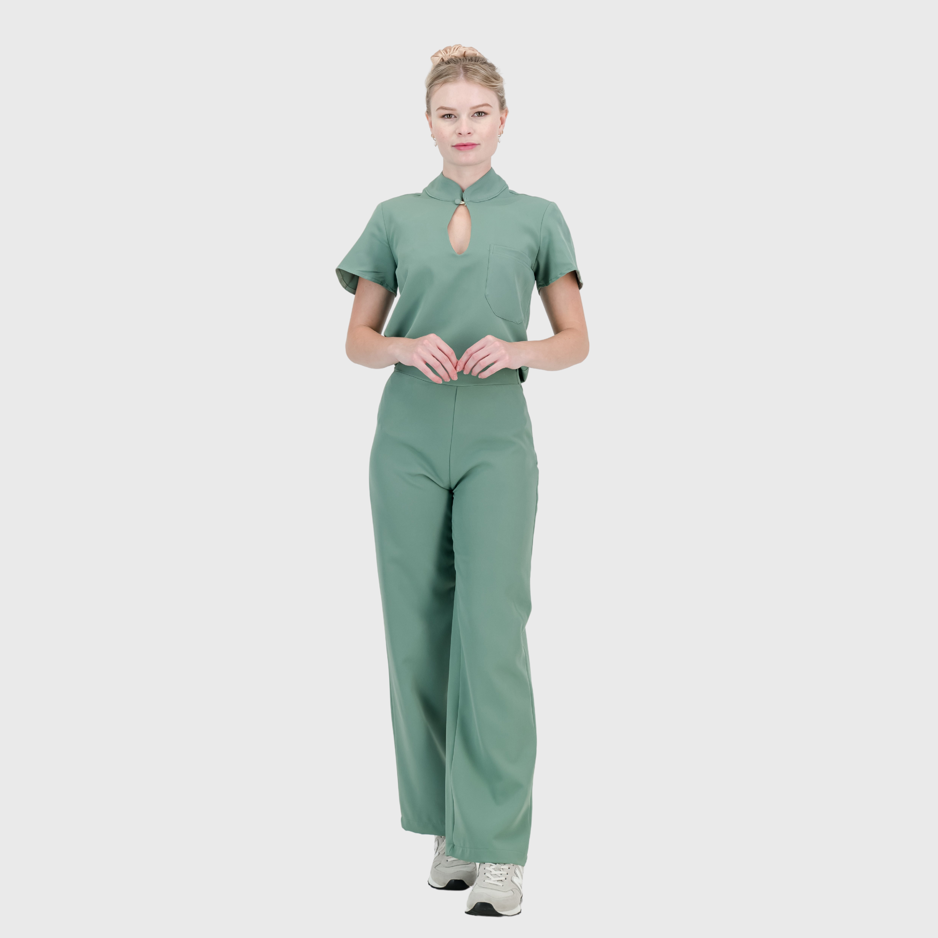 Women's High Waist Wide Leg Scrub Pants