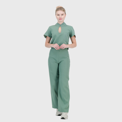 Women's High Waist Wide Leg Scrub Pants