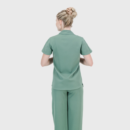 Women's Keyhole Cutout Mandarin Collar Scrub Top