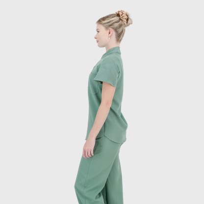 Women's Keyhole Cutout Mandarin Collar Scrub Top