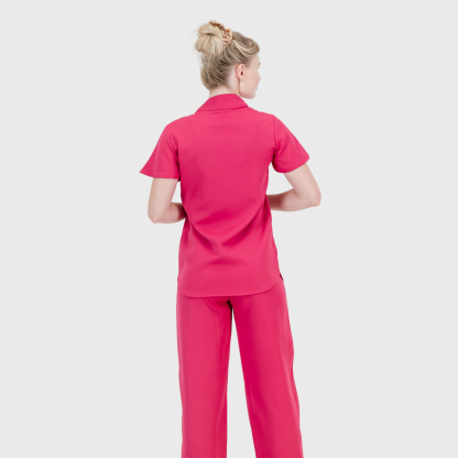 Women's Keyhole Cutout Mandarin Collar Scrub Top