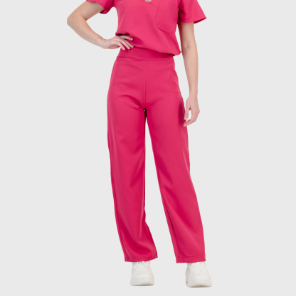 Women's High Waist Wide Leg Scrub Pants