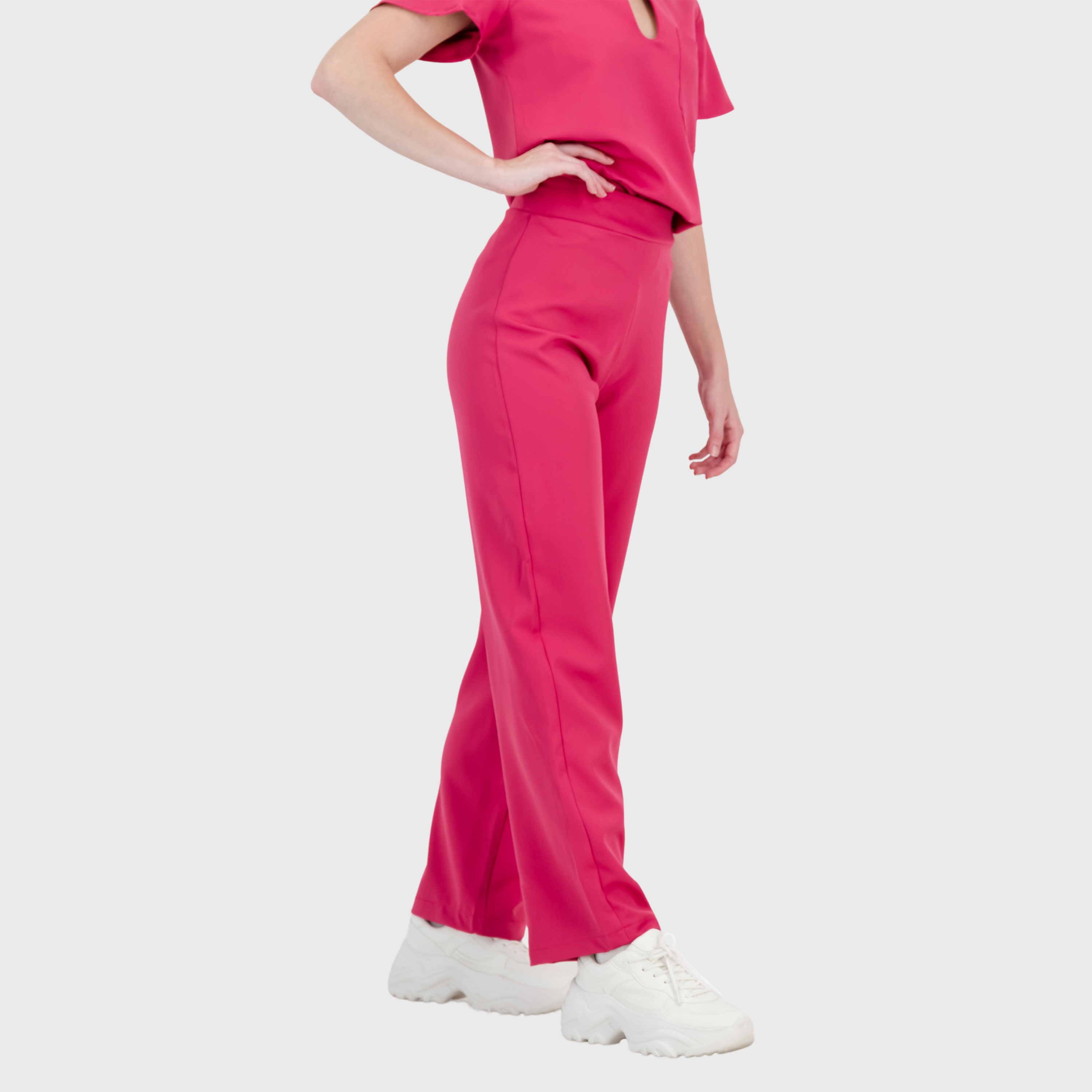 Women's High Waist Wide Leg Scrub Pants