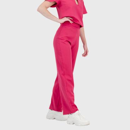 Women's High Waist Wide Leg Scrub Pants