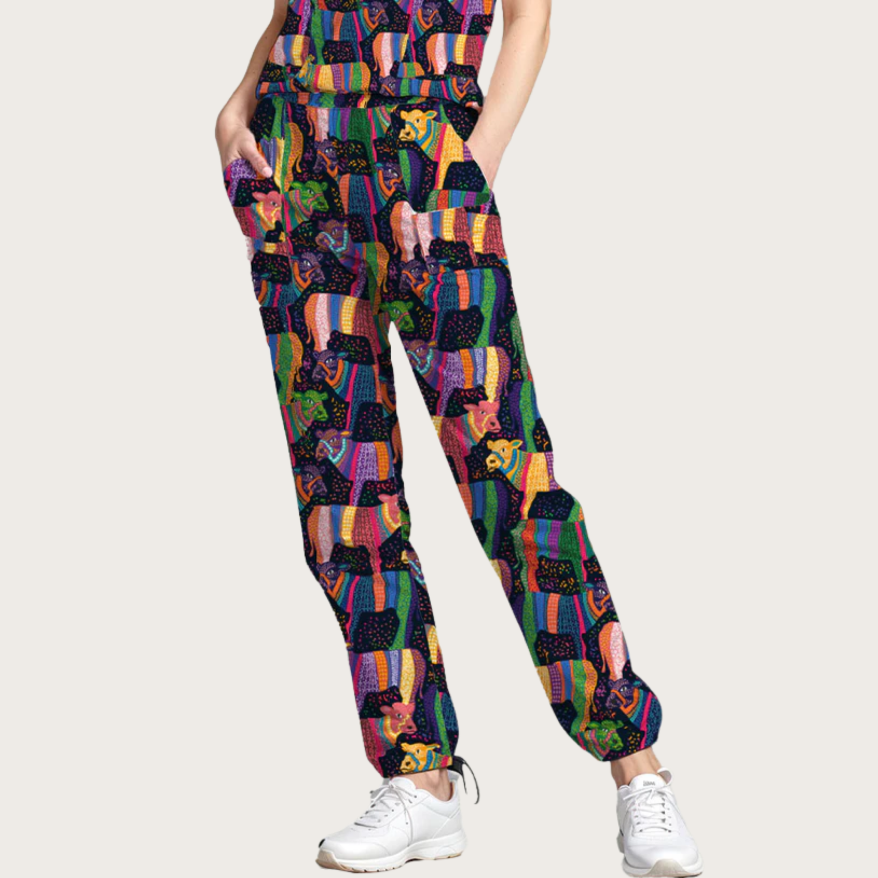 Women’s Cows Parade Cuffed Scrub Pants
