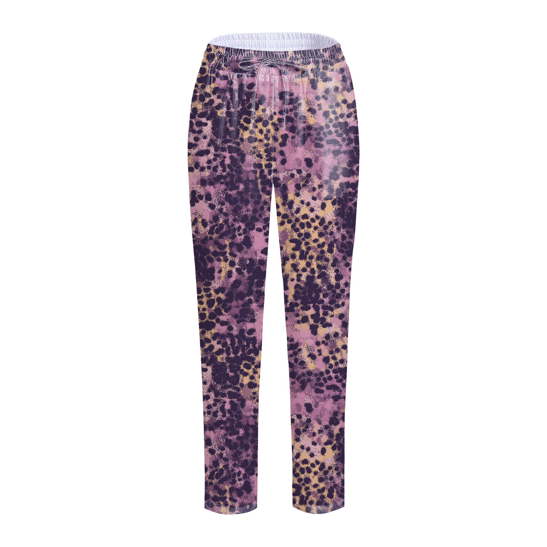 Women's Straight Leg Purple Leopard Printed Scrub Pants