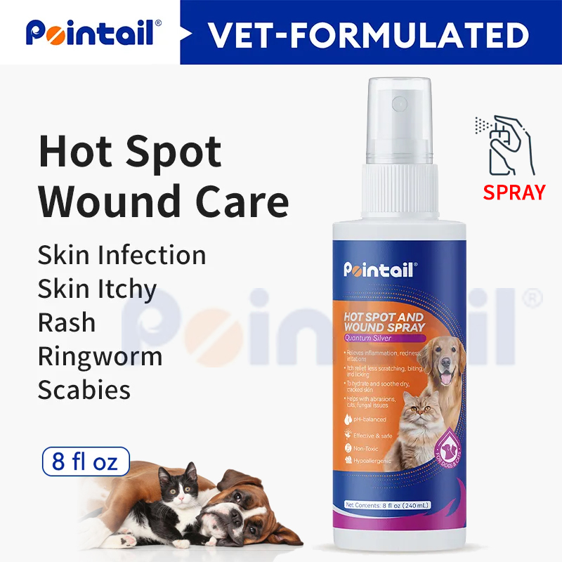 Pointail Hot Spot And Wound Spray, Wound Care & skin Itch Allergies Relief Spray for Dogs and Cats
