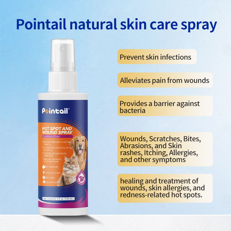 Pointail Hot Spot And Wound Spray, Wound Care & skin Itch Allergies Relief Spray for Dogs and Cats
