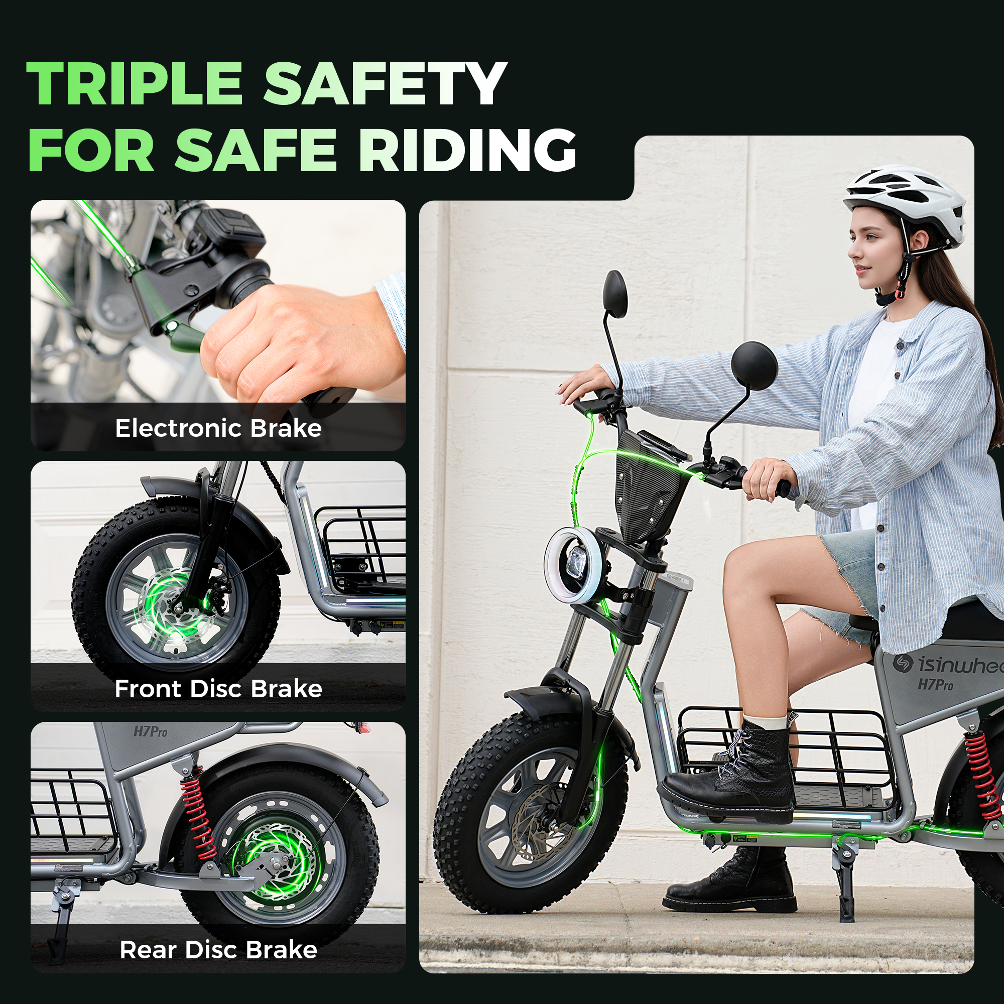 isinwheel H7Pro Trottinette électrique 1200W avec siège