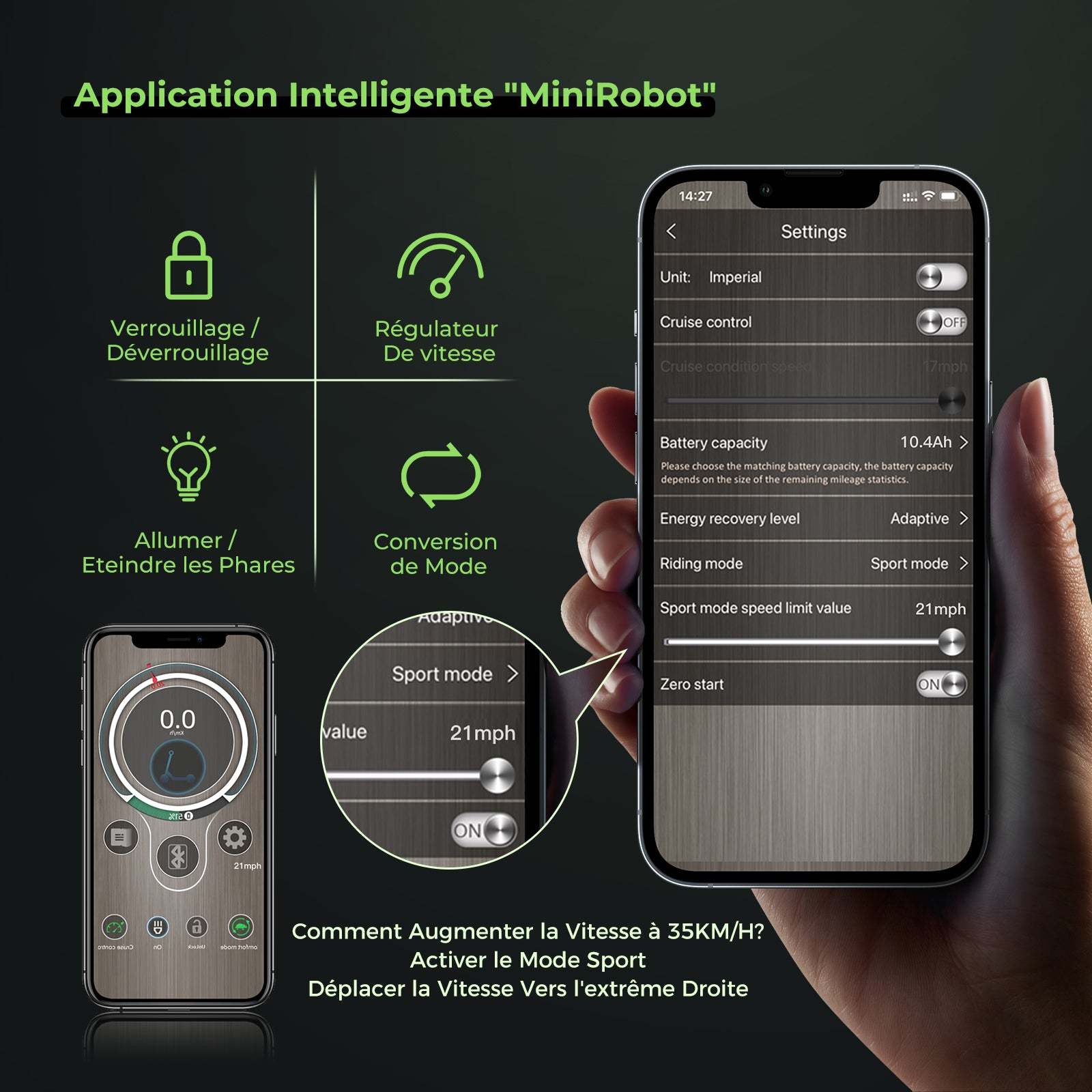 S9MAX Trottinette électrique 500W avec App Control