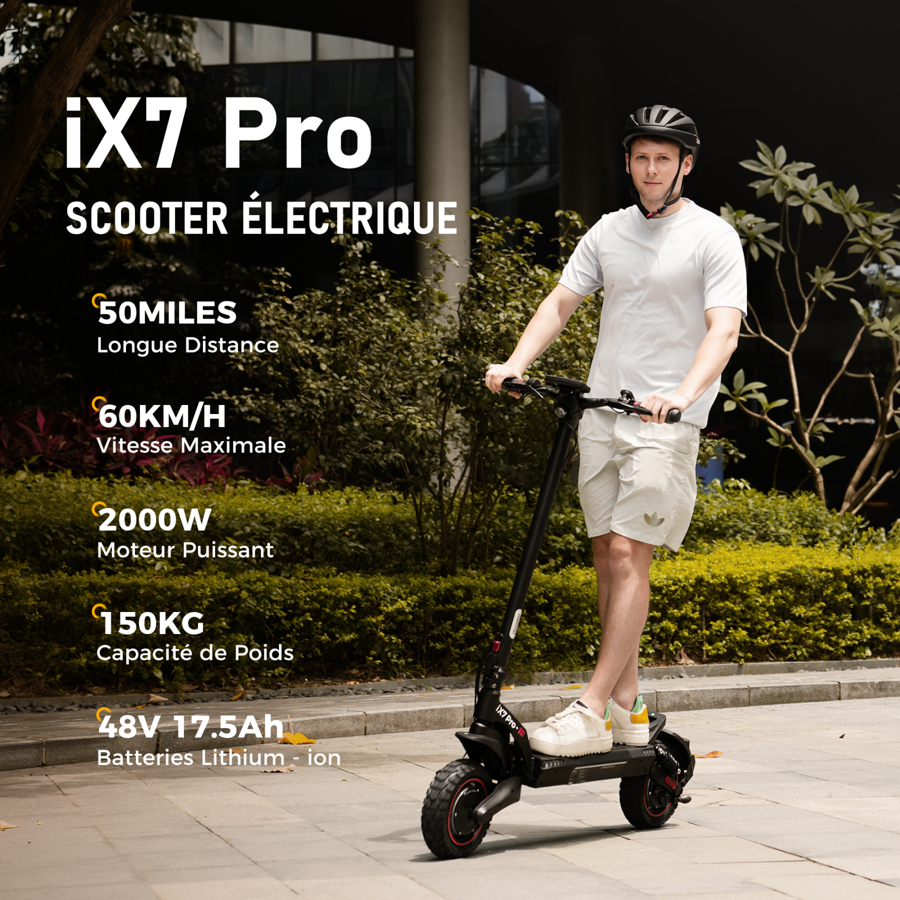 GT2 Trottinette électrique tout-terrain 1000W pour adultes et jeunes