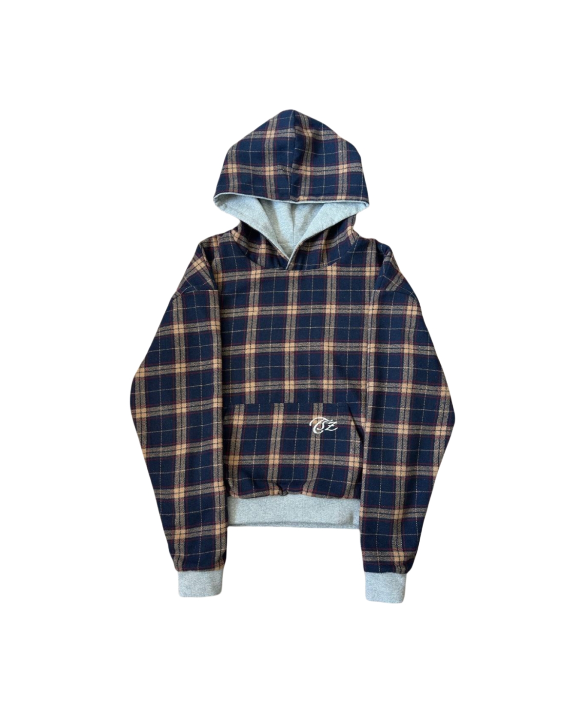 REVERSIBLE GRAY & PLAID HOODIE