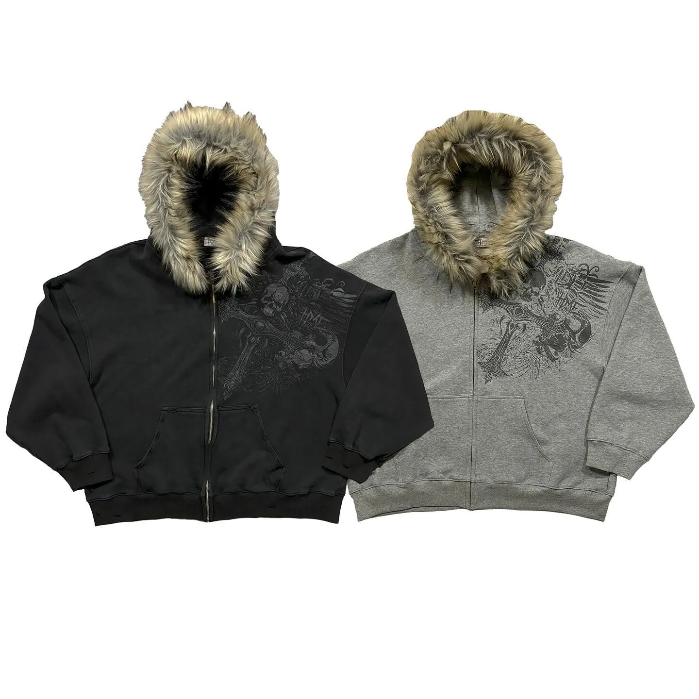 PROFOUND CROSS FUR ZIP-UP HOODIE(Buy 2 Free Shipping)
