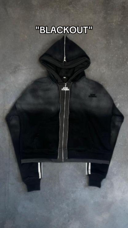 Side striped zipper hoodie