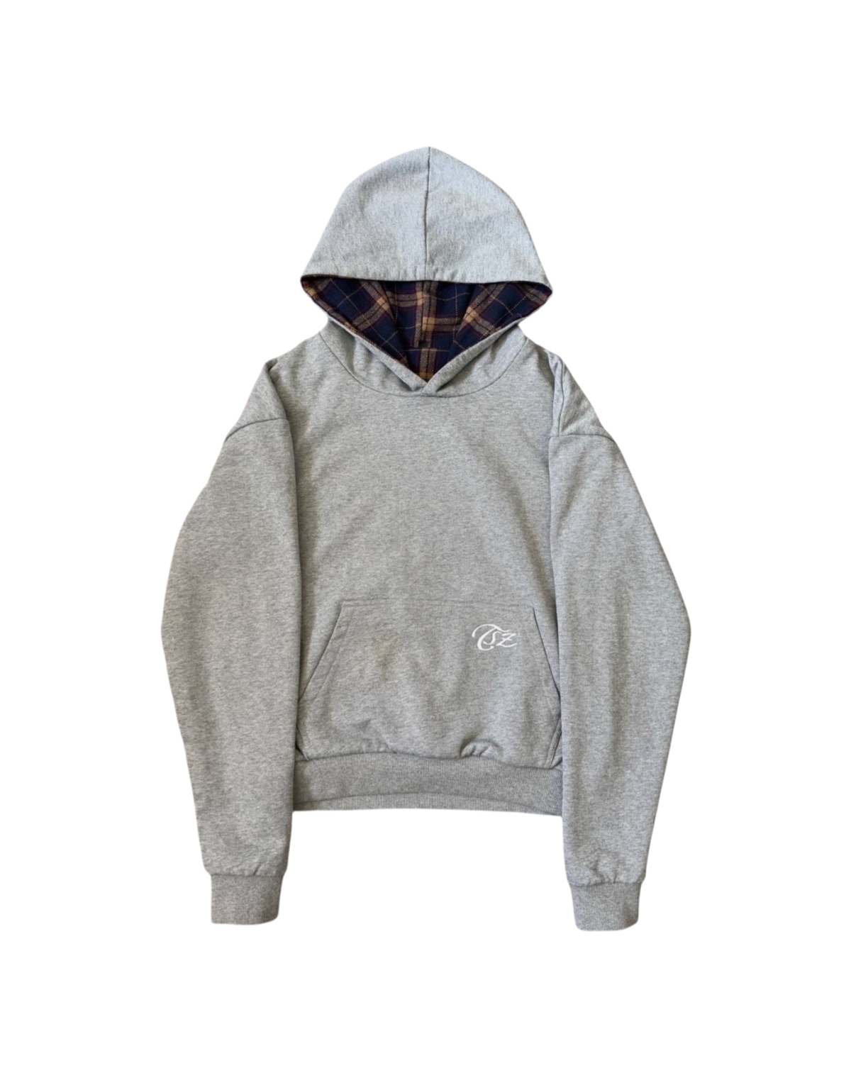 REVERSIBLE GRAY & PLAID HOODIE