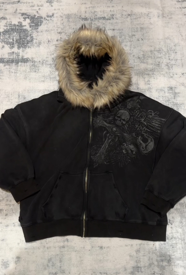 fur hood zipups