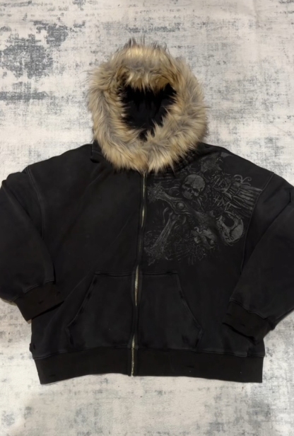 fur hood zipups