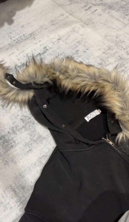 fur hood zipups