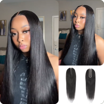 [WEQUEENS] Upgrade Straight Transparent Lace Closure 2"x6";4"x4";5"x5";13"x4"; #1B Natural Black 12-20inch