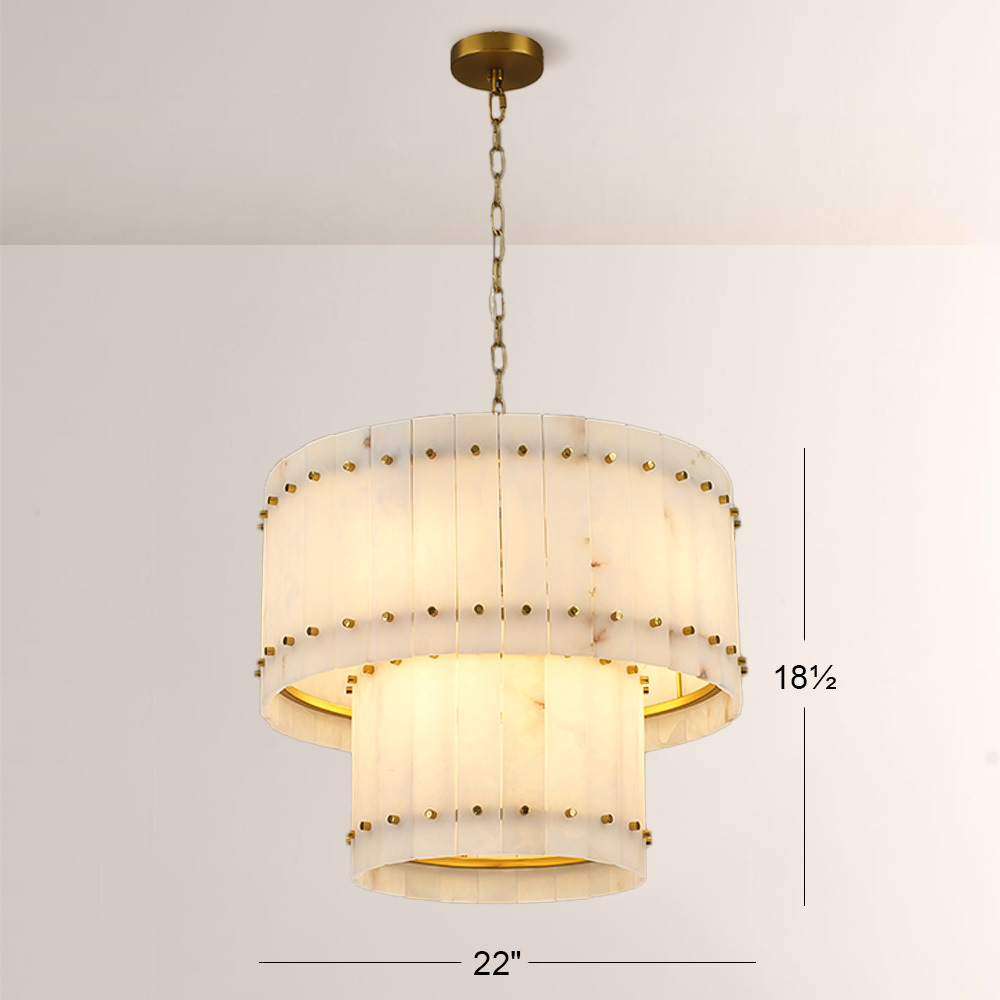Mara Alabaster Round Tiered Chandelier 22"
