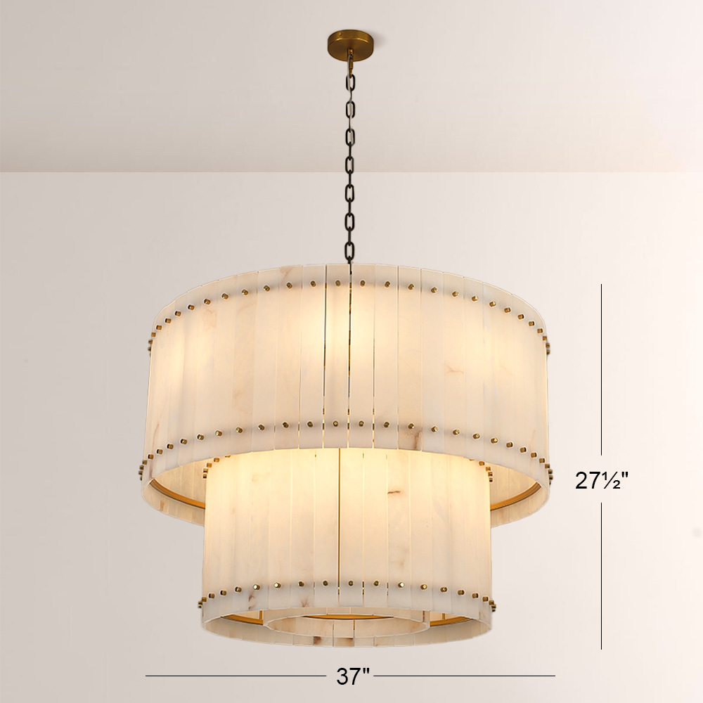 Mara Alabaster Round Tiered Chandelier 37"