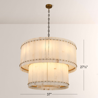 Mara Alabaster Round Tiered Chandelier 37"