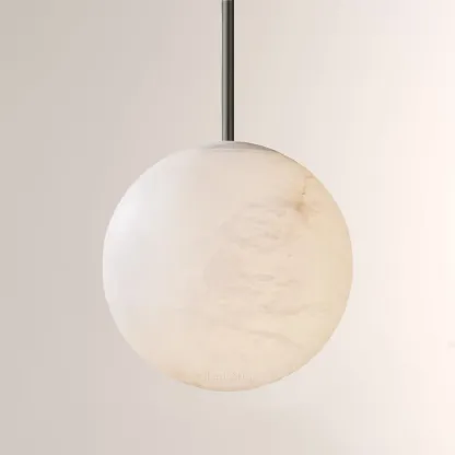 Hand-Carved Alabaster Globe Pendant-Fullstarlighting