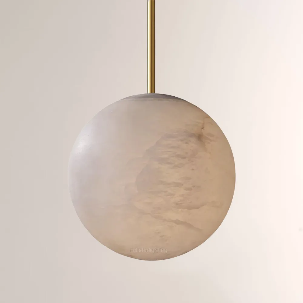 Hand-Carved Alabaster Globe Pendant-Fullstarlighting