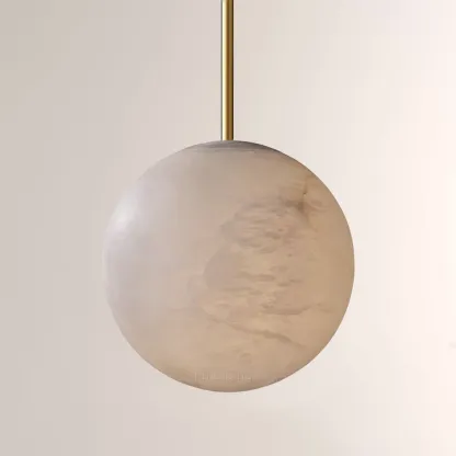 Hand-Carved Alabaster Globe Pendant