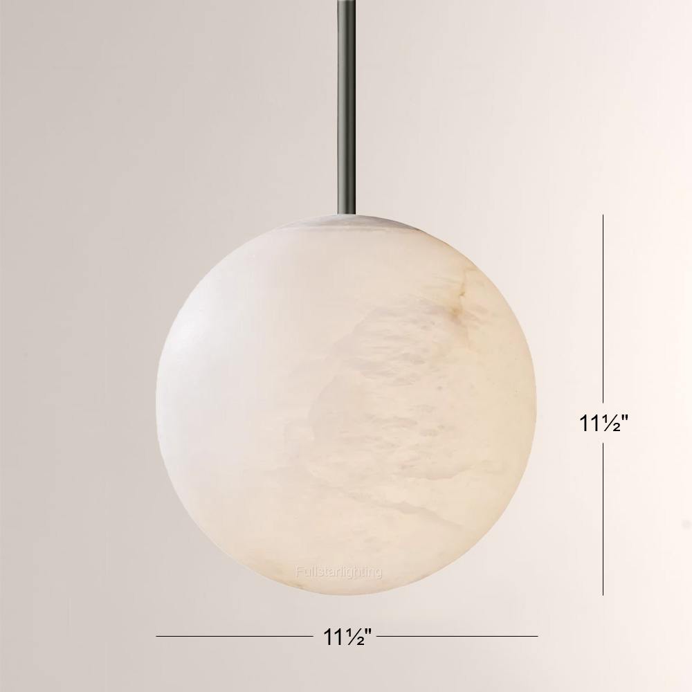 Hand-Carved Alabaster Globe Pendant