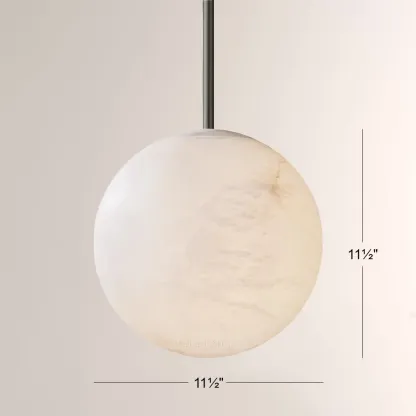 Hand-Carved Alabaster Globe Pendant