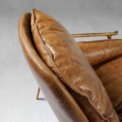 Thomson Brown Genuine Leather Accent Chair-Fullstarlighting
