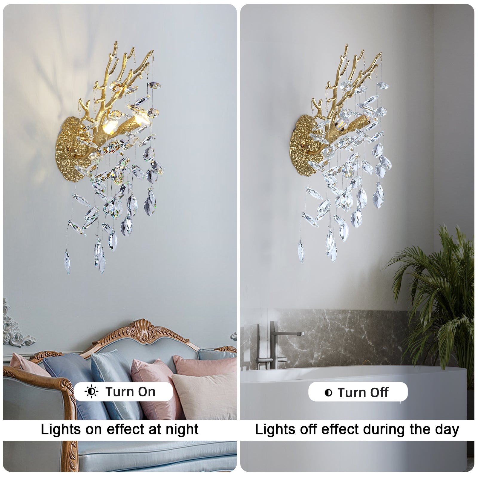 Ice Eye Crystal Gold/Silver Wall Sconce for All Rooms 10"H-Fullstarlighting