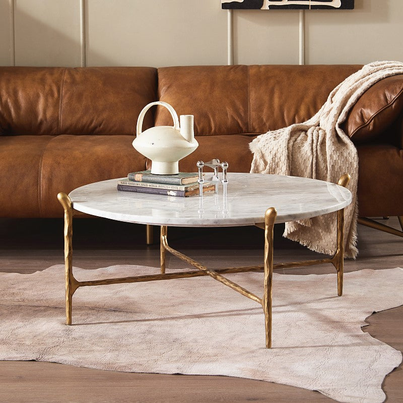Thaddeus Round Horn Marble Coffee Table & Side Table-Fullstarlighting