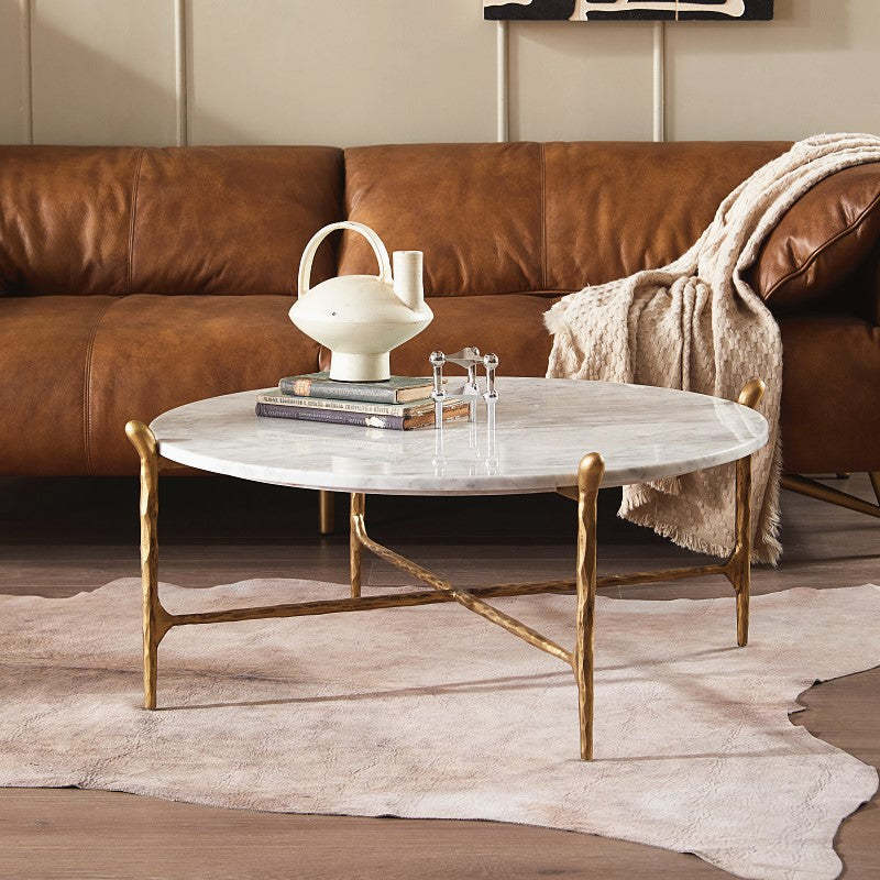Thaddeus Round Horn Marble Coffee Table & Side Table-Fullstarlighting