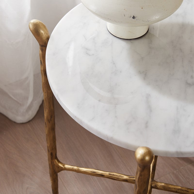 Thaddeus Round Horn Marble Coffee Table & Side Table-Fullstarlighting