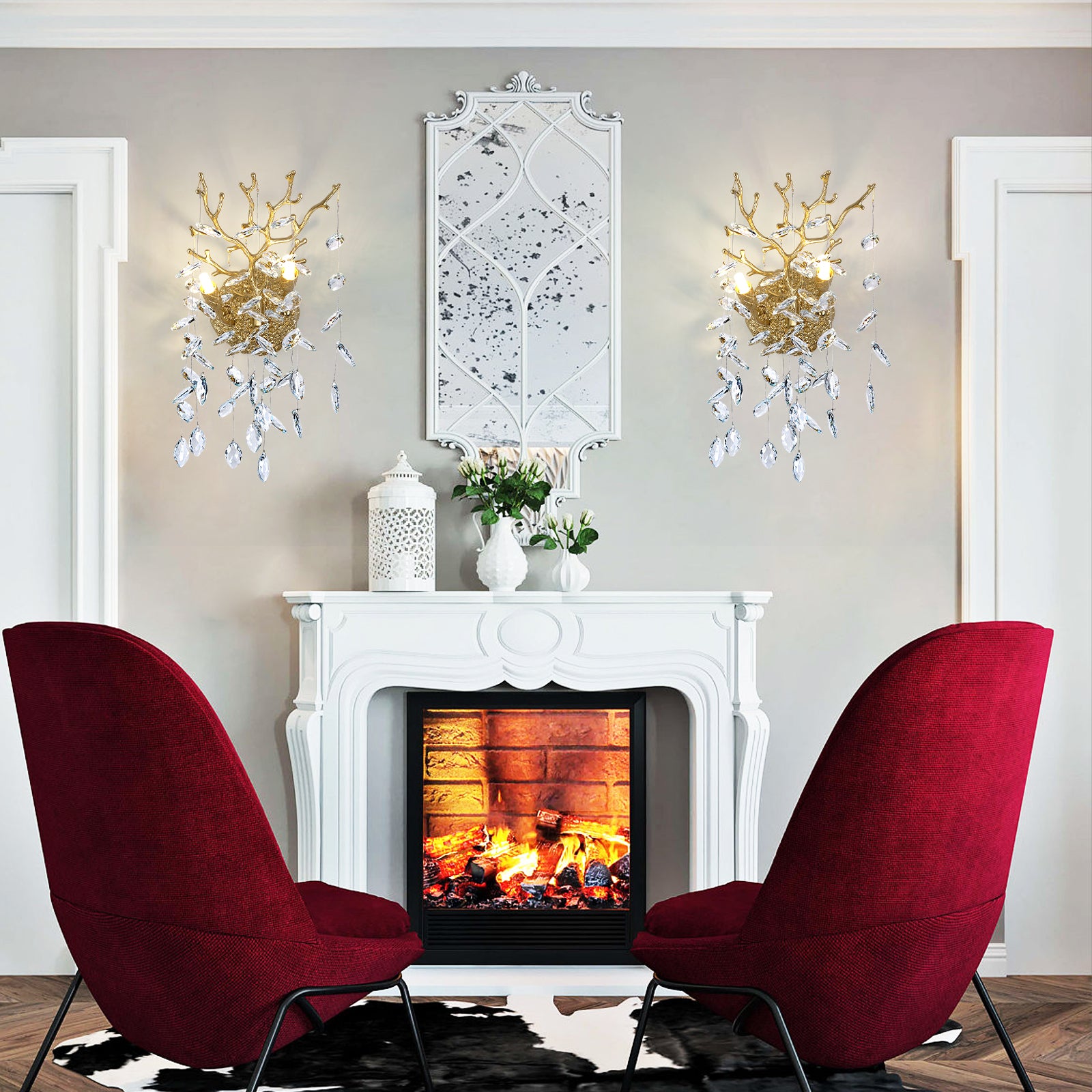 Ice Eye Crystal Gold/Silver Wall Sconce for All Rooms 10"H-Fullstarlighting