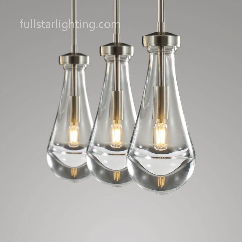 Raindrops 3-Light Rod Rectangular Chandelier
