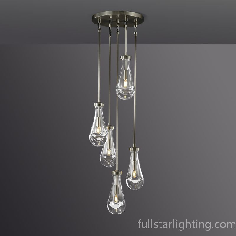 Raindrop Round Chandelier 5 Lights 14"D-Fullstarlighting